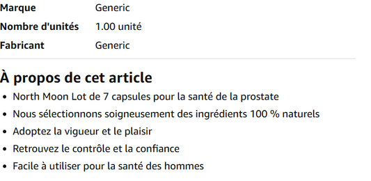 North Moon Lot de 7 capsules pour prostatite masculine.