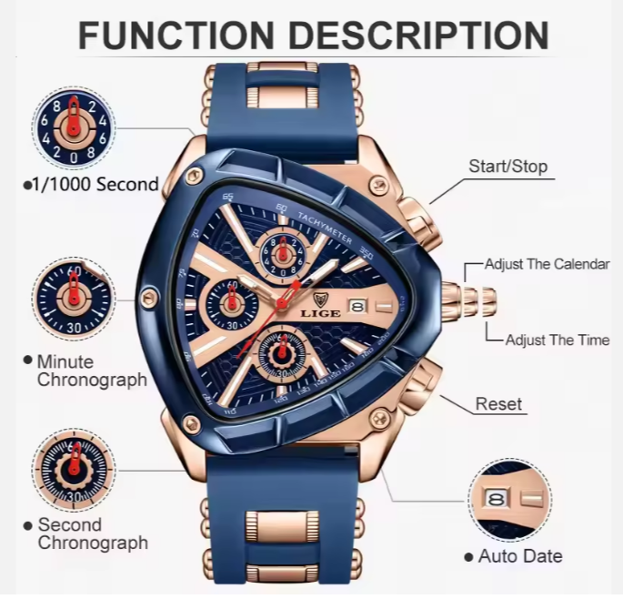 LIGE Original Montre de luxe pour hommes